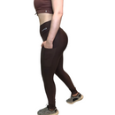 Legging Cós Alto Com Bolso Marrom — Authentic Girl